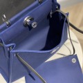 「#4334」 Hermès dark blue colorblock Herbag 31CM