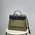 「#4337」 Hermès Dark Green Colorblock Herbag 31CM