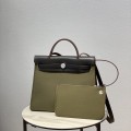 「#4337」 Hermès Dark Green Colorblock Herbag 31CM