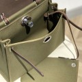 「#4337」 Hermès Dark Green Colorblock Herbag 31CM