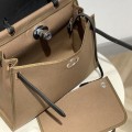 「#4339」 Hermès Elephant Grey Colorblock Herbag 31CM