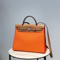 「#4340」 Hermès Vibrant Orange Colorblock Herbag 31CM