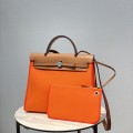「#4340」 Hermès Vibrant Orange Colorblock Herbag 31CM