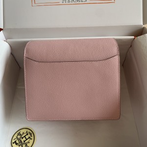 「#4042」Hermes Pig Nose Bag Roulis Girlish Pink Gold Buckle 19cm