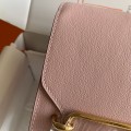 「#4042」Hermes Pig Nose Bag Roulis Girlish Pink Gold Buckle 19cm