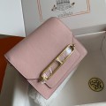 「#4042」Hermes Pig Nose Bag Roulis Girlish Pink Gold Buckle 19cm