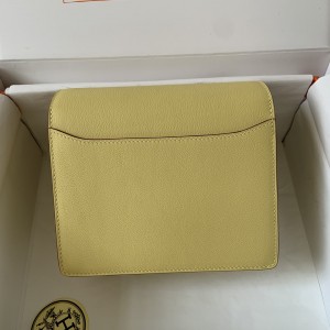 「#4044」Hermes Pig Nose Bag Roulis Lemon Gold Buckle 19cm