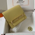 「#4044」Hermes Pig Nose Bag Roulis Lemon Gold Buckle 19cm