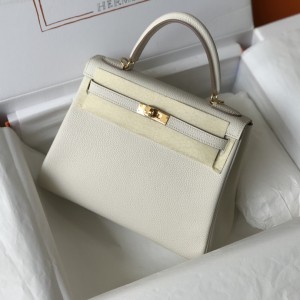 「#4045」 Hermès Milkshake Platinum Buckle Kelly 28cm Togo Cowhide